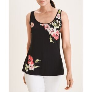 CHICOS NWT Floral Print Touch Of Cool Polished Scoop Neck Tank Top 00 (XS)